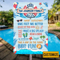 Personalized Pool Rules Family Garden Metal Sign JN231 81O34 thumb 1