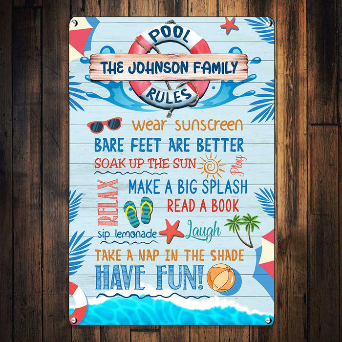 Personalized Pool Rules Family Garden Metal Sign JN231 81O34 1