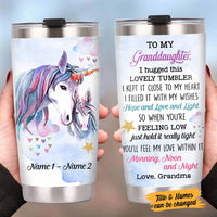 Personalized Mom Grandma Daughter Granddaughter Son Grandson Unicorn Steel Tumbler DB304 81O58 thumb 1