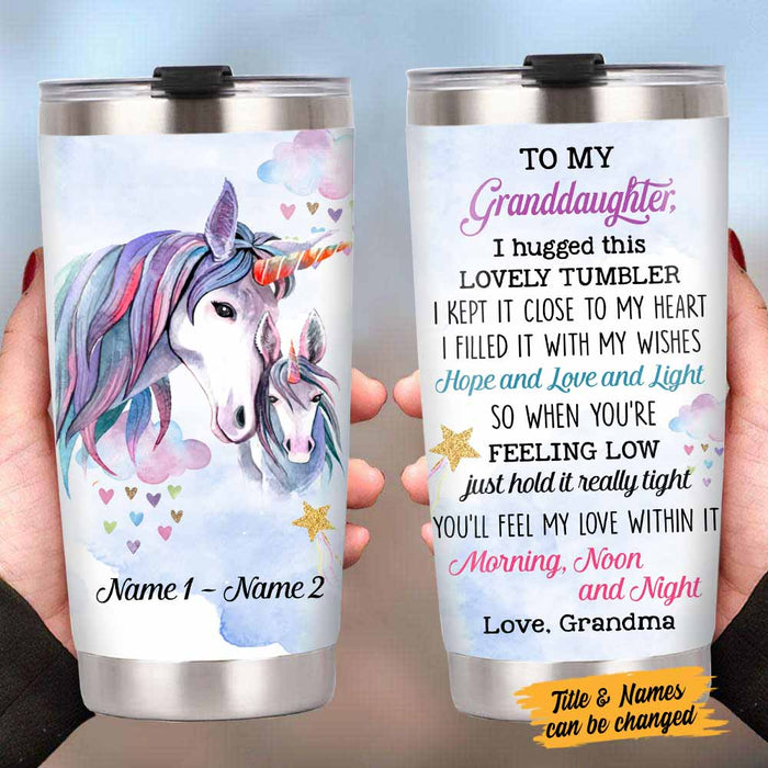Personalized Mom Grandma Daughter Granddaughter Son Grandson Unicorn Steel Tumbler DB304 81O58 1