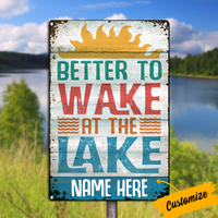 Personalized Wake At The Lake  Outdoor Metal Sign JR146 85O24 thumb 1