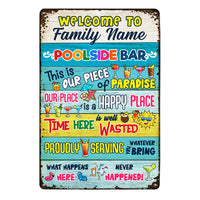 Personalized Piece Of Paradise Pool Bar Metal Sign JR144 24O53 thumb 1