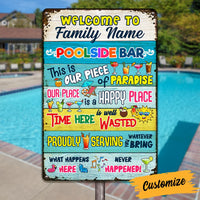 Personalized Piece Of Paradise Pool Bar Metal Sign JR144 24O53 thumb 1