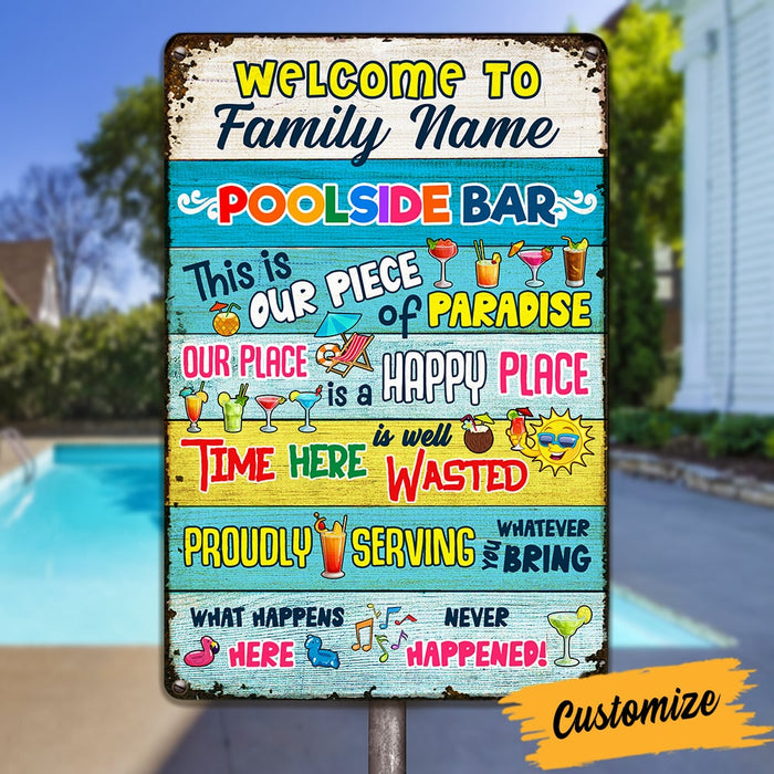 Personalized Piece Of Paradise Pool Bar Metal Sign JR144 24O53 1