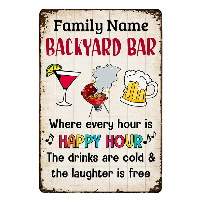 Personalized The Laughter Is Free Backyard Bar Gardening Metal Sign JR151 24O53 1