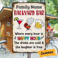 Personalized The Laughter Is Free Backyard Bar Gardening Metal Sign JR151 24O53 thumb 1