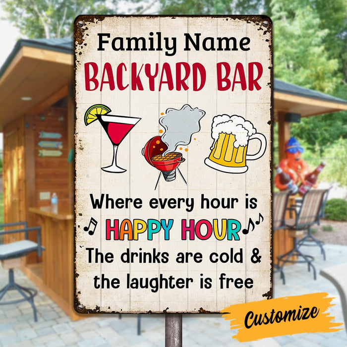 Personalized The Laughter Is Free Backyard Bar Gardening Metal Sign JR151 24O53 1
