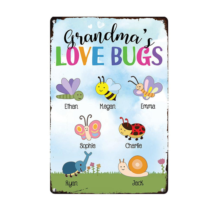 Personalized Grandma Love Bugs Gardening Garden Outdoor Metal Sign JR141 85O57 1