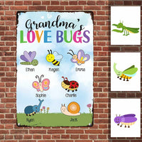 Personalized Grandma Love Bugs Gardening Garden Outdoor Metal Sign JR141 85O57 thumb 1