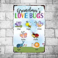Personalized Grandma Love Bugs Gardening Garden Outdoor Metal Sign JR141 85O57 thumb 1
