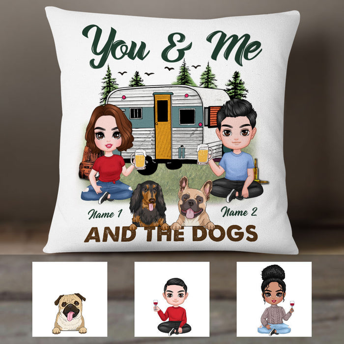 Personalized Camping Couple With Dog Pillow JR155 95O36 1