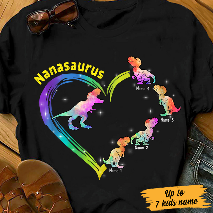 Personalized Dinosaur Mom Grandma Mamasaurus Nanasaurus T Shirt JR147 95O23 1