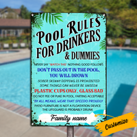 Personalized Pool Rules Funny Outdoor Metal Sign JR147 85O24 thumb 1