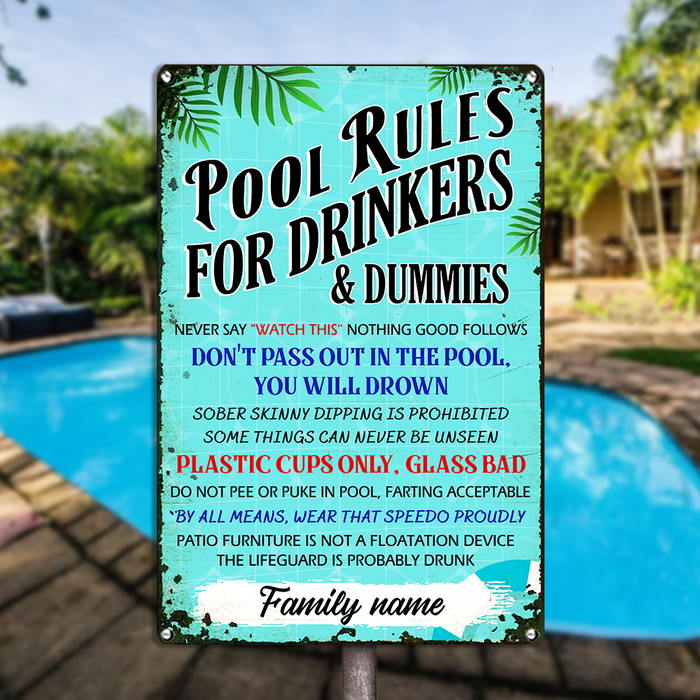 Personalized Pool Rules Funny Outdoor Metal Sign JR147 85O24 1