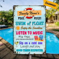 Personalized Pool Rules Metal Sign JR149 26O24 thumb 1