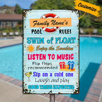 Personalized Pool Rules Metal Sign JR149 26O24 thumb 1