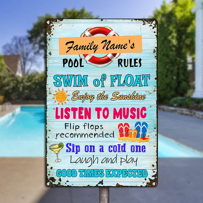 Personalized Pool Rules Metal Sign JR149 26O24 1