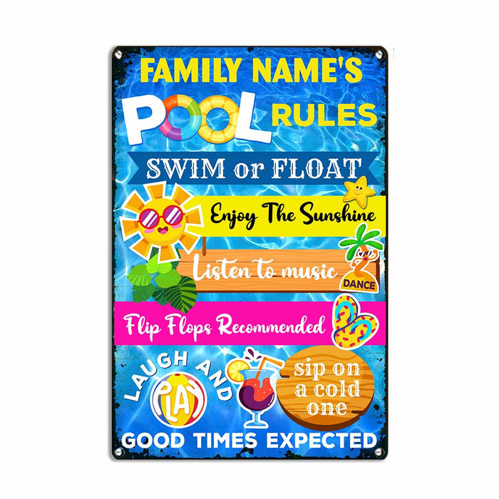 Personalized Pool Outdoor Summer Metal Sign JR174 30O23 1