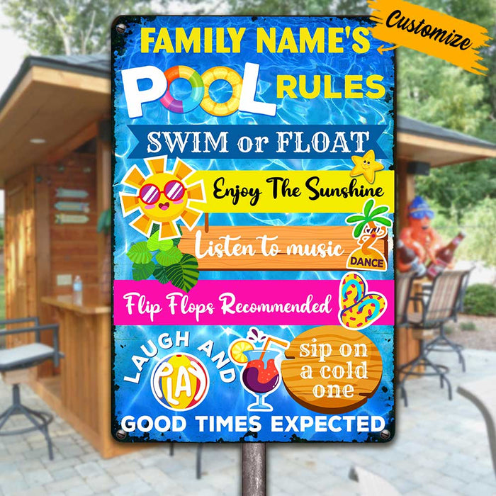Personalized Pool Outdoor Summer Metal Sign JR174 30O23 1
