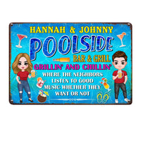 Personalized Pool Outdoor Bar And Grill Metal Sign JR172 30O36 thumb 1