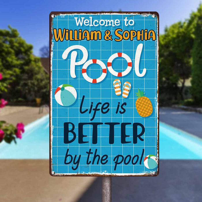 Personalized Pool Outdoor Metal Sign JR175 30O58 1