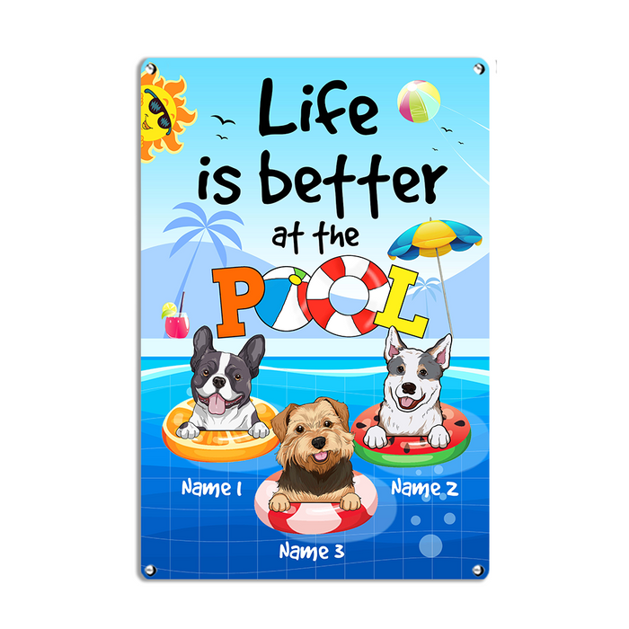 Personalized Pool Dog Metal Sign JR147 26O23 1