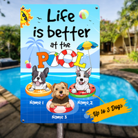 Personalized Pool Dog Metal Sign JR147 26O23 thumb 1