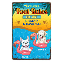 Personalized Pool Dog Metal Sign JR183 23O25 thumb 1