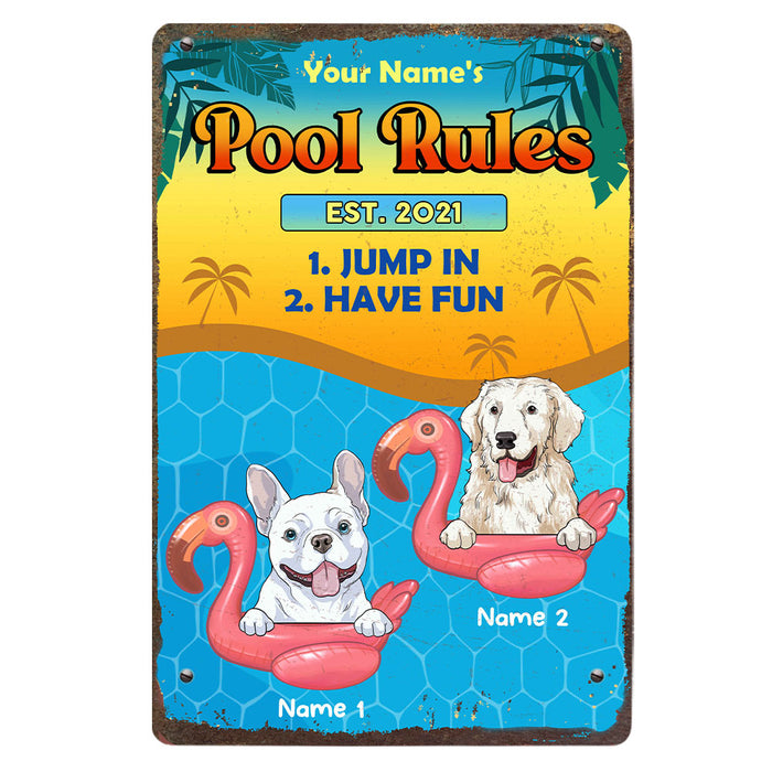 Personalized Pool Dog Metal Sign JR183 23O25 1