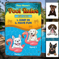 Personalized Pool Dog Metal Sign JR183 23O25 thumb 1
