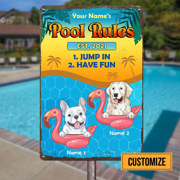 Personalized Pool Dog Metal Sign JR183 23O25 1