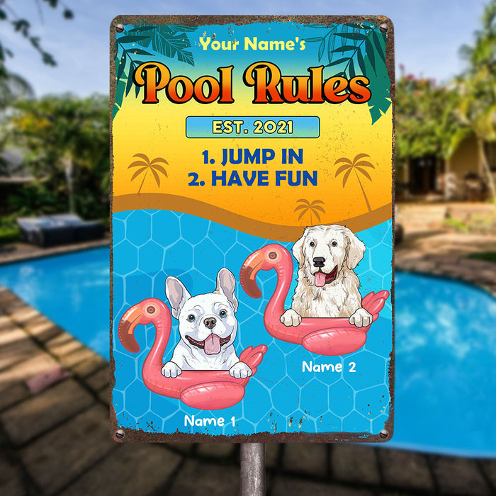 Personalized Pool Dog Metal Sign JR183 23O25 1