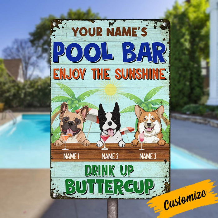 Personalized Pool Dog Metal Sign JR178 23O36 1