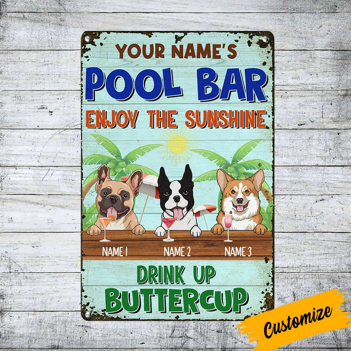 Personalized Pool Dog Metal Sign JR178 23O36 1