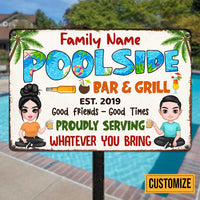Personalized Pool Poolside Bar Grill Metal Sign JR172 24O47 thumb 1