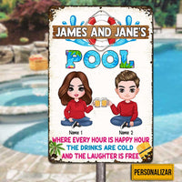 Personalized Swimming Pool Metal Sign JR192 24O23 thumb 1