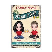 Personalized Pool Bar Couple Metal Sign JR175 24O32 thumb 1