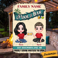 Personalized Pool Bar Couple Metal Sign JR175 24O32 thumb 1