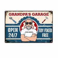 Personalized Dad Grandpa Garage Metal Sign JR174 24O23 thumb 1