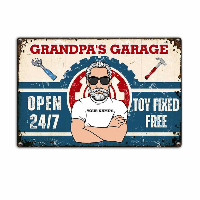 Personalized Dad Grandpa Garage Metal Sign JR174 24O23 1