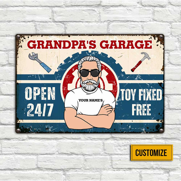 Personalized Dad Grandpa Garage Metal Sign JR174 24O23 1