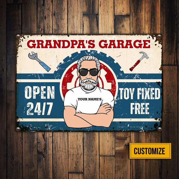 Personalized Dad Grandpa Garage Metal Sign JR174 24O23 1