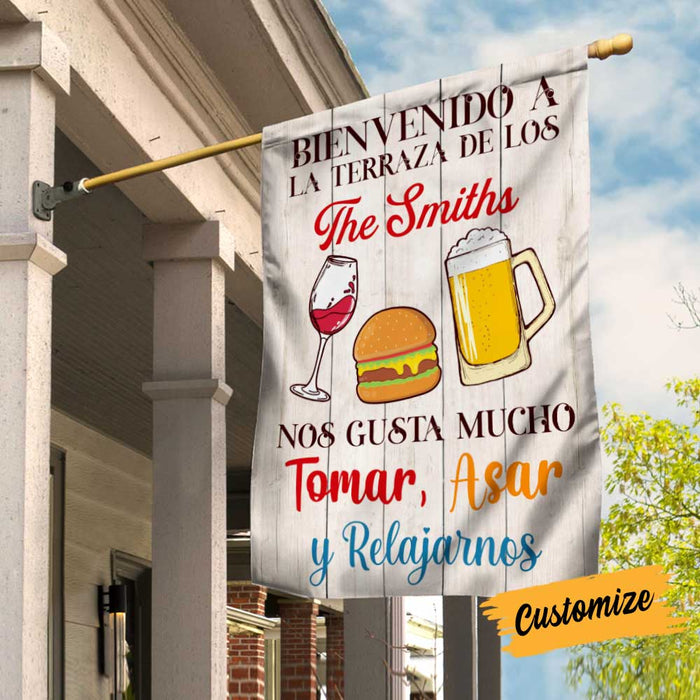 Personalized Deck Sipping Grilling Chilling Spanish Flag JR152 30O34 1