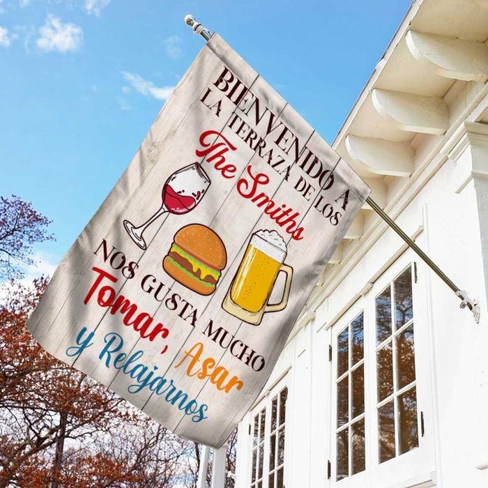 Personalized Deck Sipping Grilling Chilling Spanish Flag JR152 30O34 1