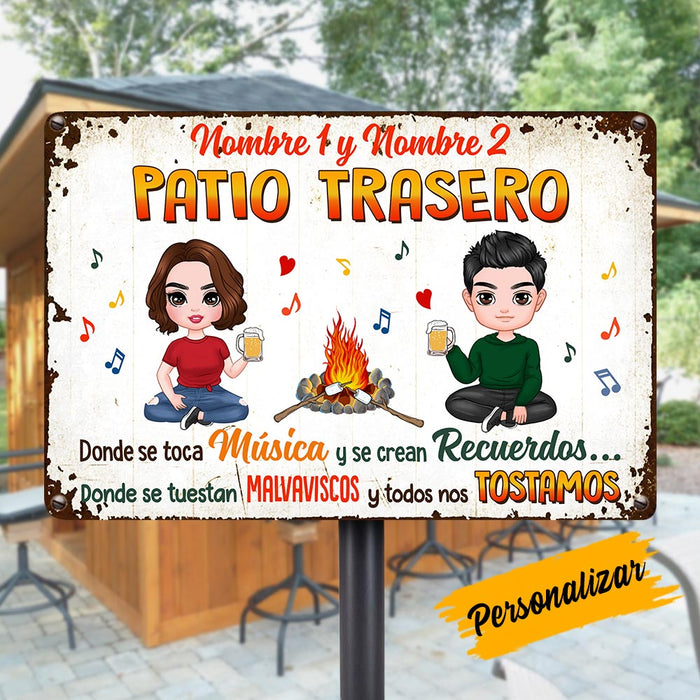 Personalized Backyard Outdoor Spanish Metal Sign JR242 24O36 1