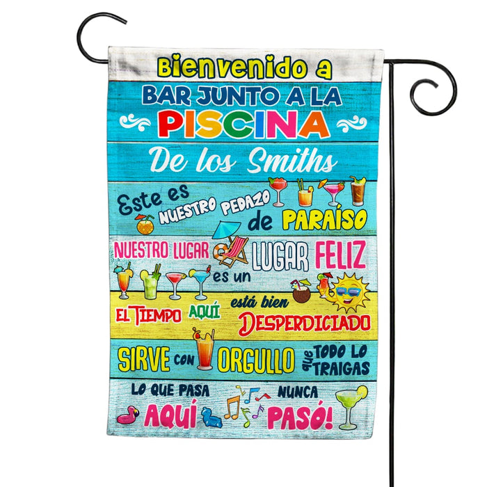 Personalized Piece Of Paradise Pool Bar Spanish Flag JR153 24O53 1
