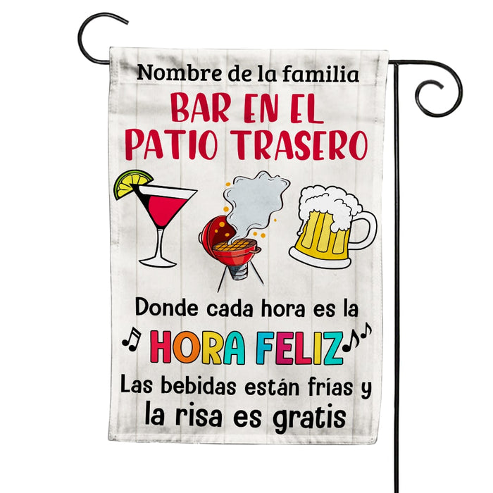 Personalized The Laughter Is Free Backyard Bar Gardening Spanish Flag JR154 24O53 1