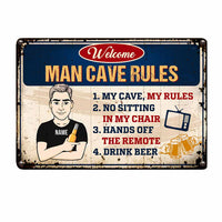 Personalized Man Cave Garage Rules Dad Grandpa Metal Sign JR152 81O58 thumb 1