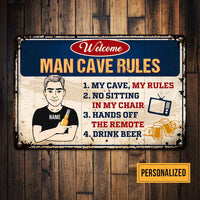 Personalized Man Cave Garage Rules Dad Grandpa Metal Sign JR152 81O58 thumb 1