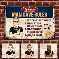 Personalized Man Cave Garage Rules Dad Grandpa Metal Sign JR152 81O58 thumb 1